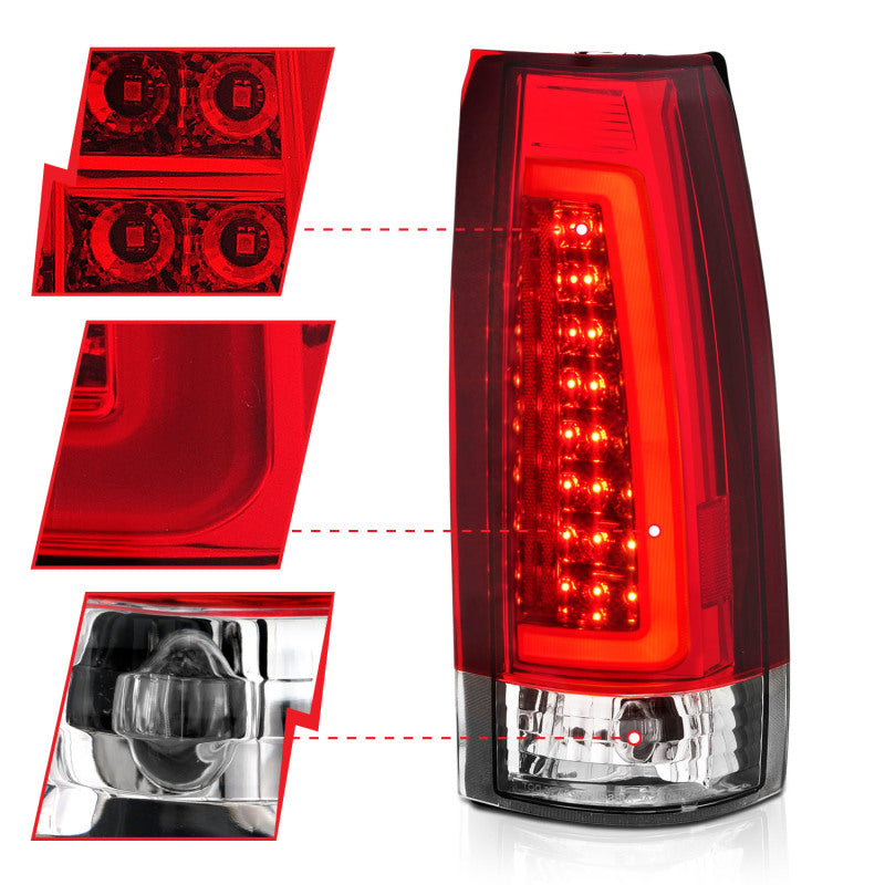 ANZO 311346 -  FITS: 1999-2000 Cadillac Escalade LED Taillights Chrome Housing Red/Clear Lens Pair