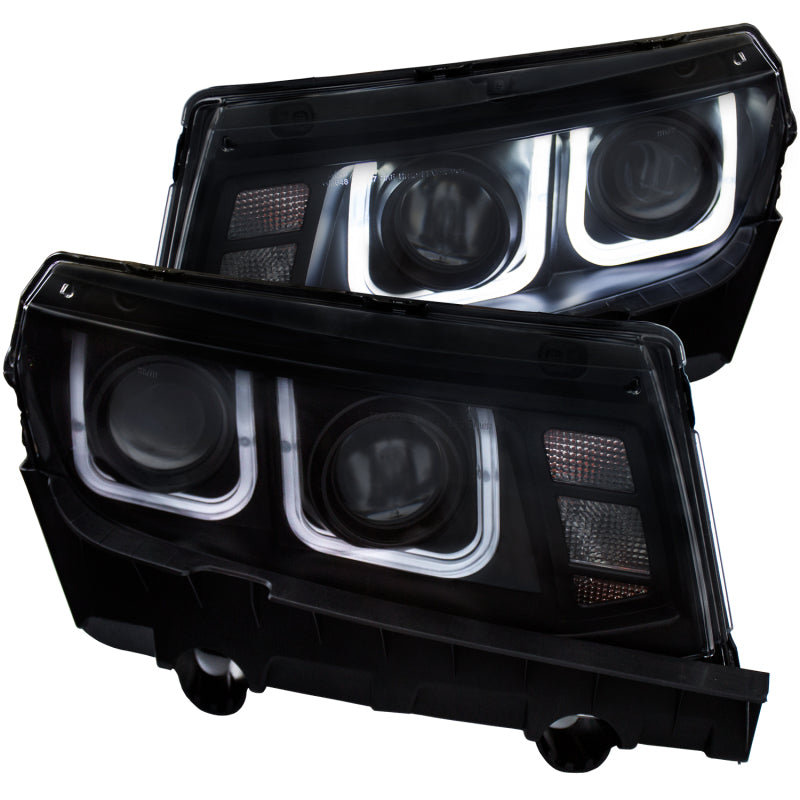 ANZO - [product_sku] - ANZO 2014-2015 Chevrolet Camaro Projector Headlights w/ U-Bar Black - Fastmodz