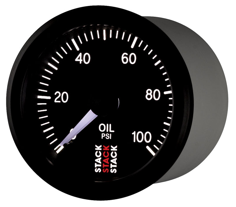AutoMeter ST3102 - Autometer Stack 52mm 0-100 PSI 1/8in NPTF (M) Mechanical Oil Pressure Gauge Black