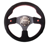 NRG RST-007S - Reinforced Steering Wheel (320mm) Blk Suede w/Dual Buttons