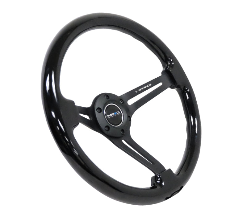 NRG Reinforced Steering Wheel (350mm / 3in. Deep) Blk Wood w/Blk Matte Spoke/Black Center Mark - free shipping - Fastmodz