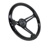 NRG RST-018BK-BK - Reinforced Steering Wheel (350mm / 3in. Deep) Blk Wood w/Blk Matte Spoke/Black Center Mark