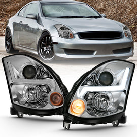 ANZO 121557 -  FITS: 2003-2007 Infiniti G35 Projector Headlight Plank Style Black (HID Compatible, No HID Kit )