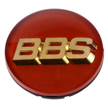 Load image into Gallery viewer, BBS 56.24.126 - Center Cap 70mm Red w/ Gold 3D Logo (4-tab)