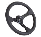 NRG RST-036MB-R - Reinforced Steering Wheel (350mm / 3in. Deep) Bk Leather w/Bk BBall Stitch (Odi Bakchis Edition)