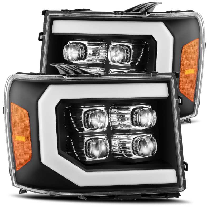 AlphaRex 880609 - 07-13 GMC 1500HD NOVA LED Proj Headlight Plank Style Gloss Blk w/Activ Light/Seq Signal/DRL