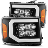 AlphaRex 880609 - 07-13 GMC 1500HD NOVA LED Proj Headlight Plank Style Gloss Blk w/Activ Light/Seq Signal/DRL