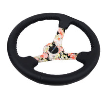 Load image into Gallery viewer, NRG RST-036FL-R - Reinforced Steering Wheel (350mm / 3in. Deep) Blk Leather Floral Dipped w/ Blk Baseball Stitch