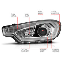 Load image into Gallery viewer, ANZO 2014-2016 Kia Forte Projector Headlights w/ Light Bar Chrome Housing