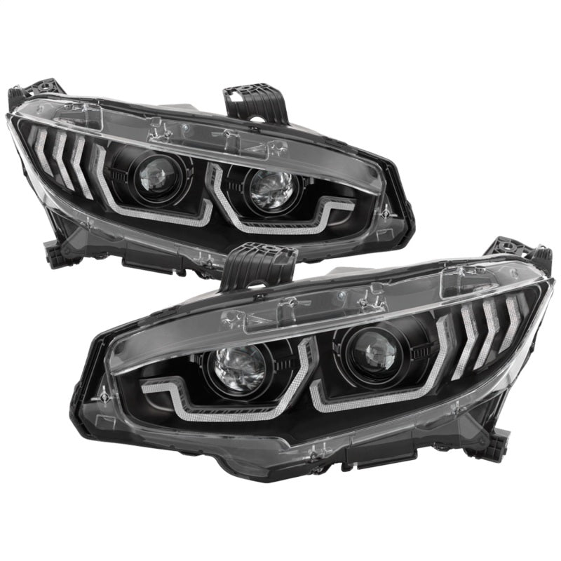 SPYDER 5087539 - Spyder Honda Civic 16-18 2DR/4DR/Hatchback Headlight Black PRO-YD-HC16PL-SEQ-BK