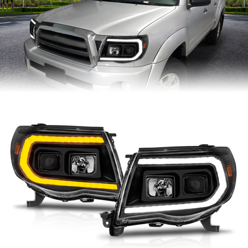 ANZO 111564 -  FITS: 05-11 Toyota Tacoma Projector Headlights w/Light Bar Switchback Black Housing