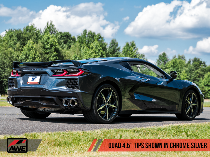 AWE Tuning 3015-42151 FITS 2020 Chevrolet Corvette (C8) Touring Edition Exhaust - Quad Chrome Silver Tips