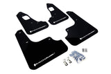 Rally Armor MF10-UR-BLK/WH FITS: 2008+ Mitsubishi EVO X UR Black Mud Flap w/ White Logo