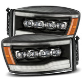 AlphaRex 880536 - 06-08 Dodge Ram 1500HD NOVA LED ProjHeadlights Plank Style Blk w/Seq Signal/DRL/Amber LED