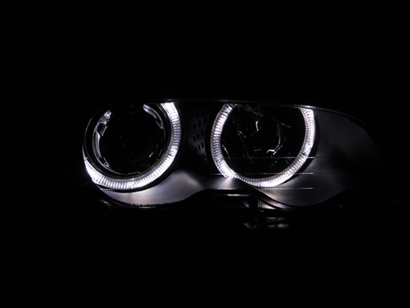 ANZO 121015 FITS: 1999-2001 BMW 3 Series E46 Projector Headlights w/ Halo Black