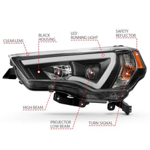Load image into Gallery viewer, ANZO FITS: 14-18 Toyota 4 Runner Plank Style Projector Headlights Black w/ Amber