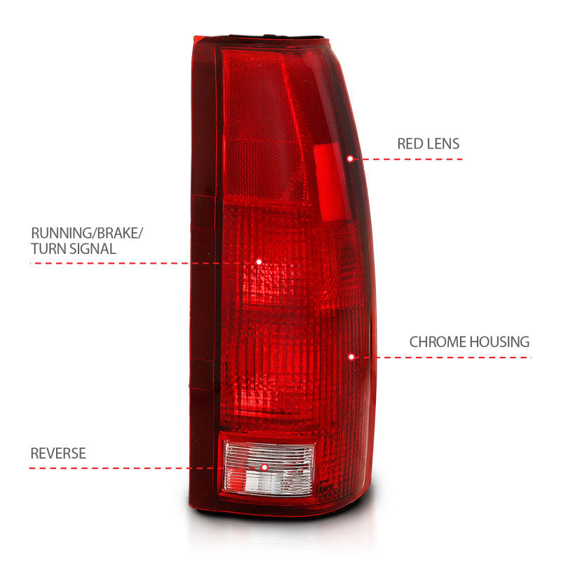 ANZO 311301 -  FITS: 1988-1999 Chevy C1500 Taillight Red/Clear Lens (OE Replacement)