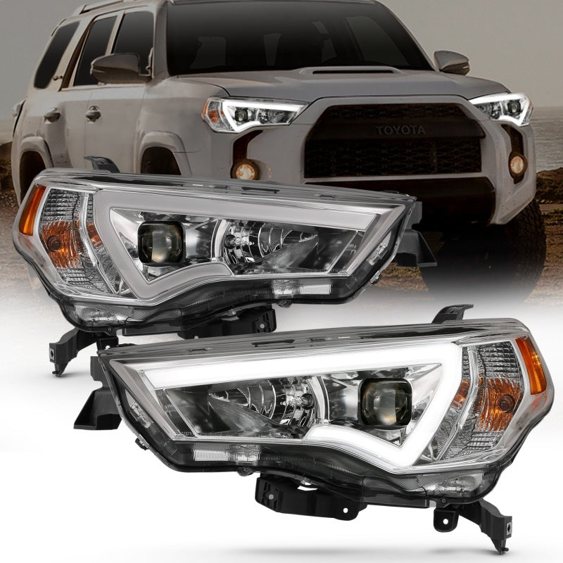 ANZO - [product_sku] - ANZO 14-18 Toyota 4 Runner Plank Style Projector Headlights Chrome w/ Amber - Fastmodz