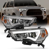 ANZO 111417 FITS: 14-18 Toyota 4 Runner Plank Style Projector Headlights Chrome w/ Amber