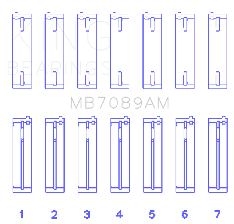 King Engine Bearings MB7089AM - King Audi/Volkswagen ABV/AES/AUE Crankshaft Main Bearing Set (Set of 7) (Standard Size)