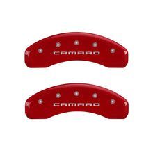 Load image into Gallery viewer, MGP 14036SCA5RD FITS 4 Caliper Covers Engraved Front &amp; Rear Gen 5/Camaro Red finish silver ch