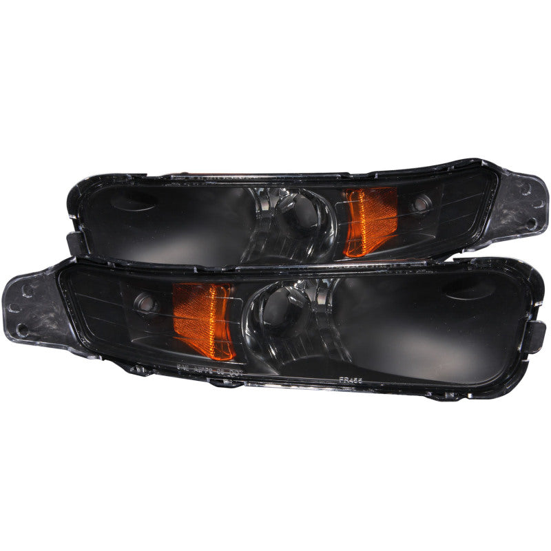 ANZO - [product_sku] - ANZO 2005-2009 Ford Mustang Euro Parking Lights Black w/ Amber Reflector - Fastmodz
