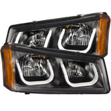 ANZO 111312 FITS: 2003-2006 Chevrolet Silverado 1500 Projector Headlights w/ U-Bar Black