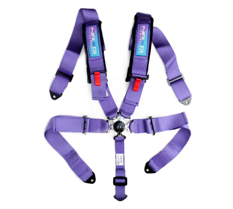 NRG SBH-B6PCPP - SFI 16.1 5Pt 3 Inch Seat Belt Harness with Pads / Cam Lock Purple