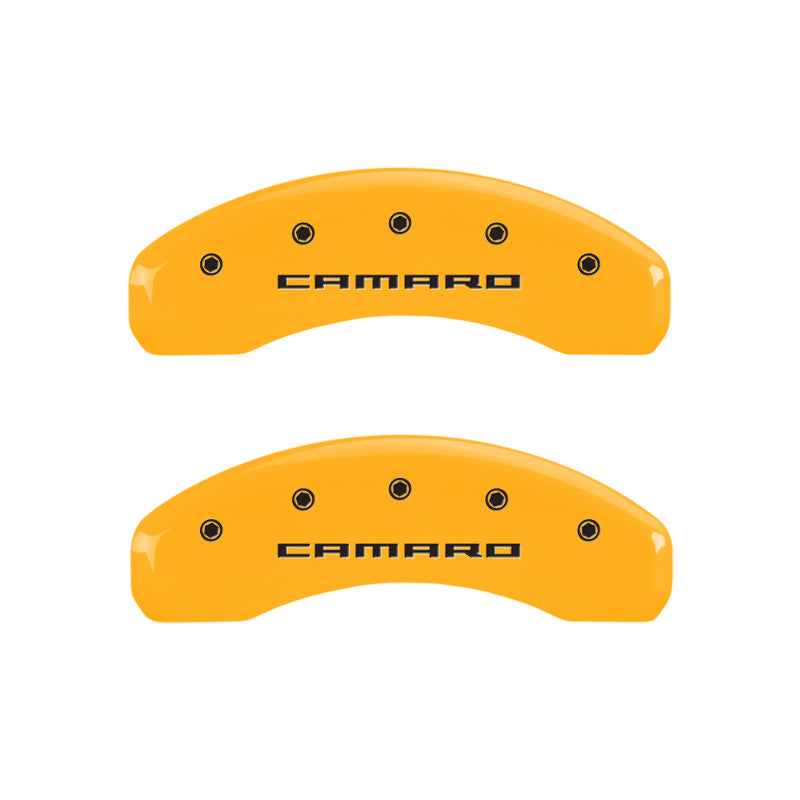 MGP 14033SCA5YL FITS 4 Caliper Covers Engraved Front & Rear Gen 5/Camaro Yellow finish black ch