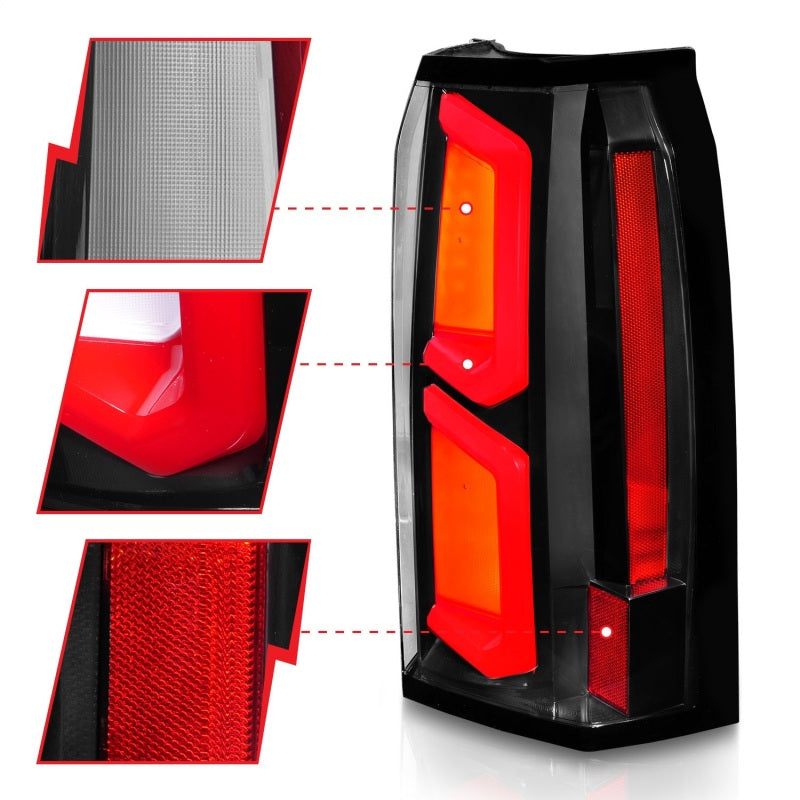 ANZO 311374 FITS 2015-2020 Chevrolet Tahoe LED Tail Lights w/ Light Bar Black Housing Clear Lens