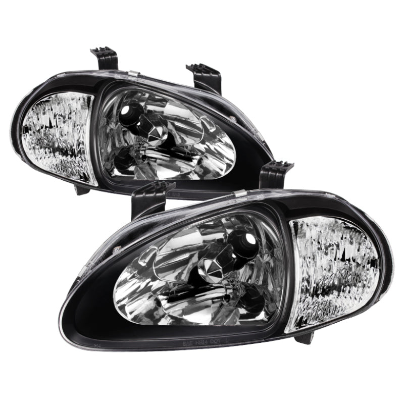 SPYDER 5014207 - Xtune Honda Del Sol 93-97 1Pc Crystal Headlights Black HD-ON-HDEL93-1P-BK