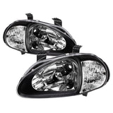 SPYDER 5014207 - Xtune Honda Del Sol 93-97 1Pc Crystal Headlights Black HD-ON-HDEL93-1P-BK