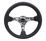 NRG RST-036DC-R - Reinforced Steering Wheel (350mm / 3in. Deep) Blk Leather w/Hydrodipped Digi-Camo Spokes