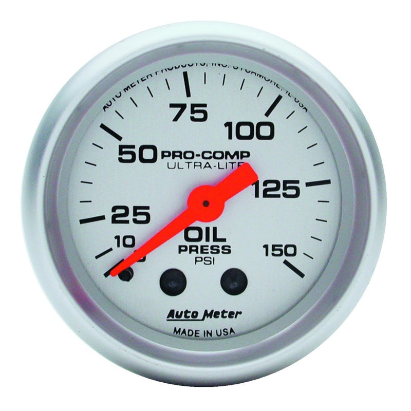 AutoMeter 4323 - Autometer Ultra-Lite 52mm 0-150 PSI Mechanical Oil Pressure Gauge