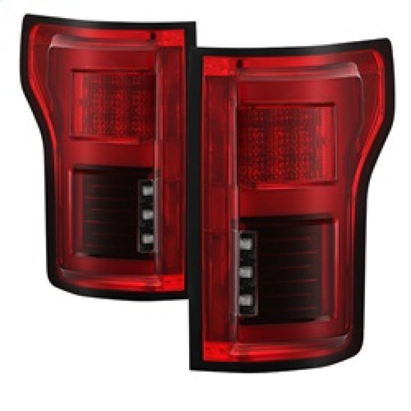 SPYDER 5085320 - Spyder 15-18 Ford F-150 LED Tail Lights (w/Blind Spot)Red Clear (ALT-YD-FF15015BS-LBLED-RC)