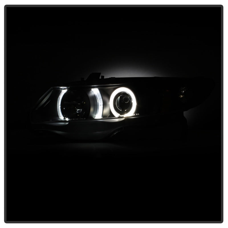 SPYDER 5010780 - Spyder Honda Civic 06-08 2Dr Projector Headlights LED Halo Black High H1 Low H1 PRO-YD-HC06-2D-HL-BK