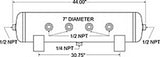 Firestone 9277 FITS Air Tank 20 Gallon 12in. x 44in. (6) 1/2in. NPT Ports 150 PSI Max - Black (WR17609277)