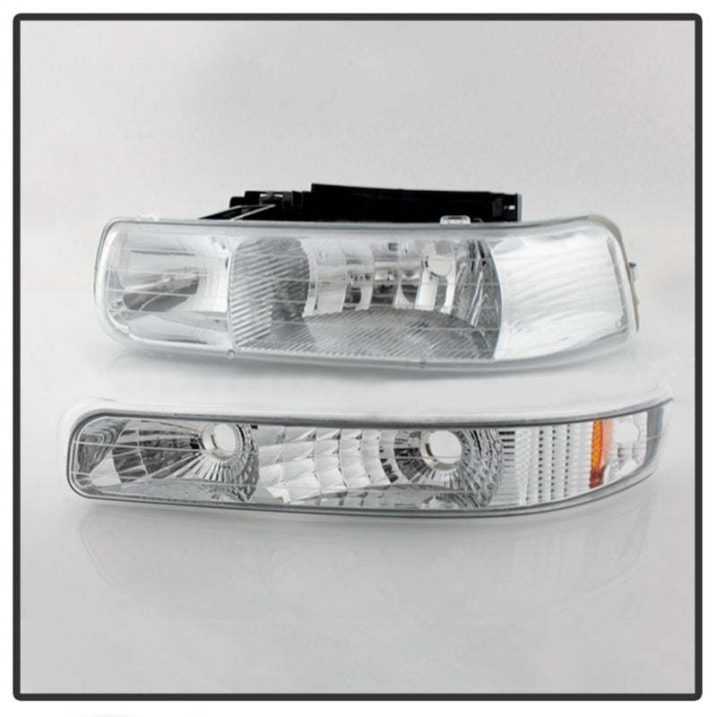 SPYDER 5064226 - Xtune Chevy TahOE 00-06 Amber Crystal Headlights w/ Bumper Lights Chrome HD-JH-CSIL99-SET-AM-C