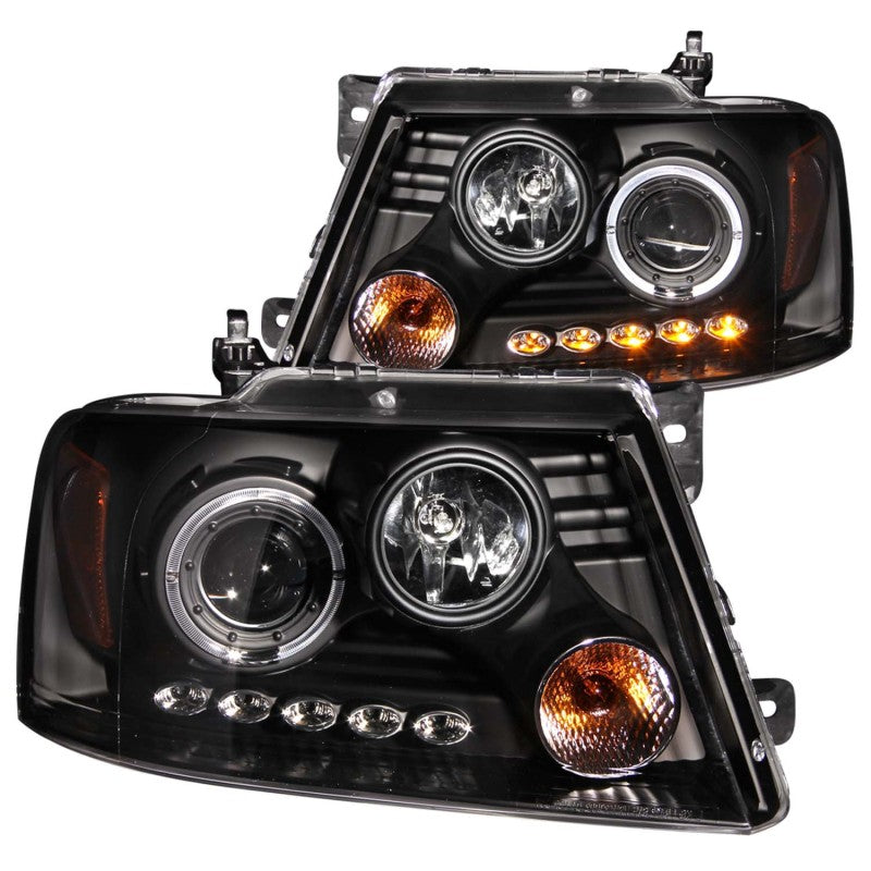 ANZO - [product_sku] - ANZO 2004-2008 Ford F-150 Projector Headlights w/ Halo and LED Black - Fastmodz