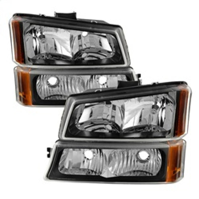 SPYDER 5069801 - Xtune Chevy Silverado 2500HD 03-06 Crystal Headlights w/ Bumper Lights Black HD-JH-CSIL03-AM-BK-SET