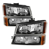 SPYDER 5069801 FITS 5069801 - Xtune Chevy Silverado 2500HD 03-06 Crystal Headlights w/ Bumper Lights Black HD-JH-CSIL03-AM-BK-SET