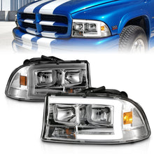 Load image into Gallery viewer, ANZO 111592 FITS 97-04 Dodge Dakota/Durango Crystal headlight Set w/ Light Bar Chrome Housing