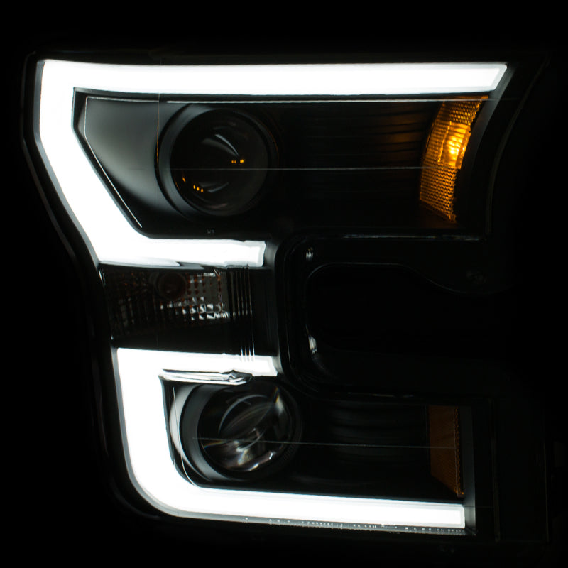 ANZO - [product_sku] - ANZO 2015-2016 Ford F-150 Projector Headlights w/ Plank Style Design Black w/ Amber - Fastmodz