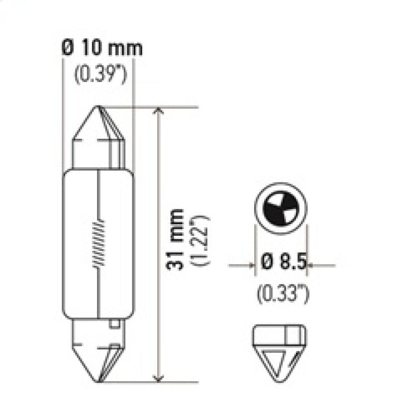 Hella 6411 - Universal Clear 12V 10W 10x41mm T3.25 Bulb