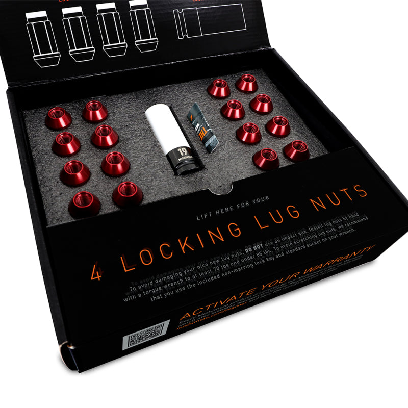 Mishimoto MMLG-125-20LSL - Aluminum Locking Lug Nuts M12x1.25 20pc Set Red