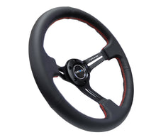 Load image into Gallery viewer, NRG Reinforced Steering Wheel (350mm / 3in. Deep) Black Leather/Red Stitch &amp; Blk 3-Spoke w/Slits - free shipping - Fastmodz