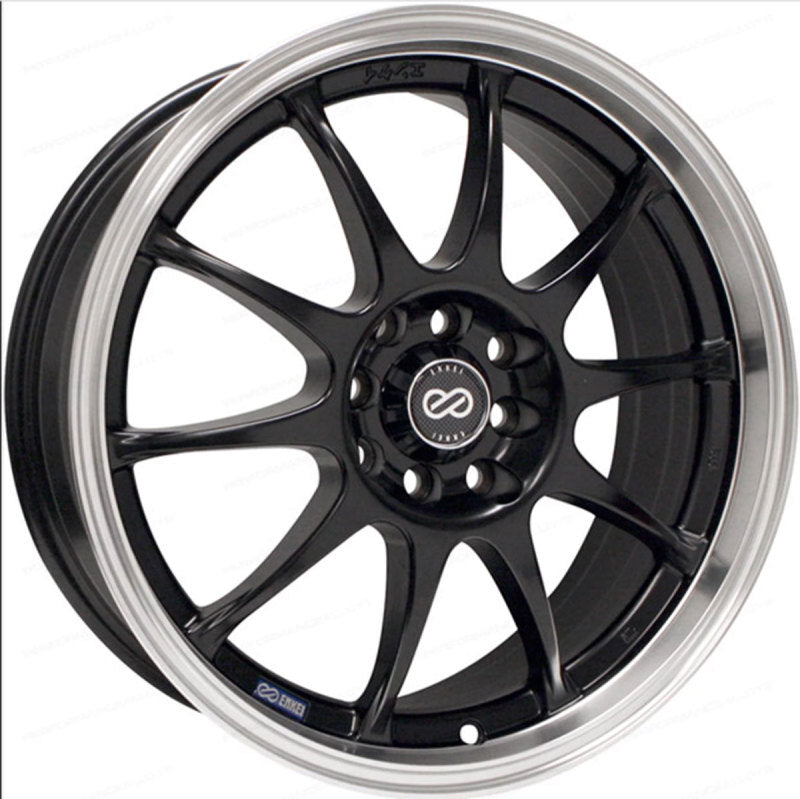 Enkei 409-565-11BK - J10 15x6.5 4x100/108 38mm Offset 72.6mm Bore Dia Matte Black w/ Machined Lip Wheel