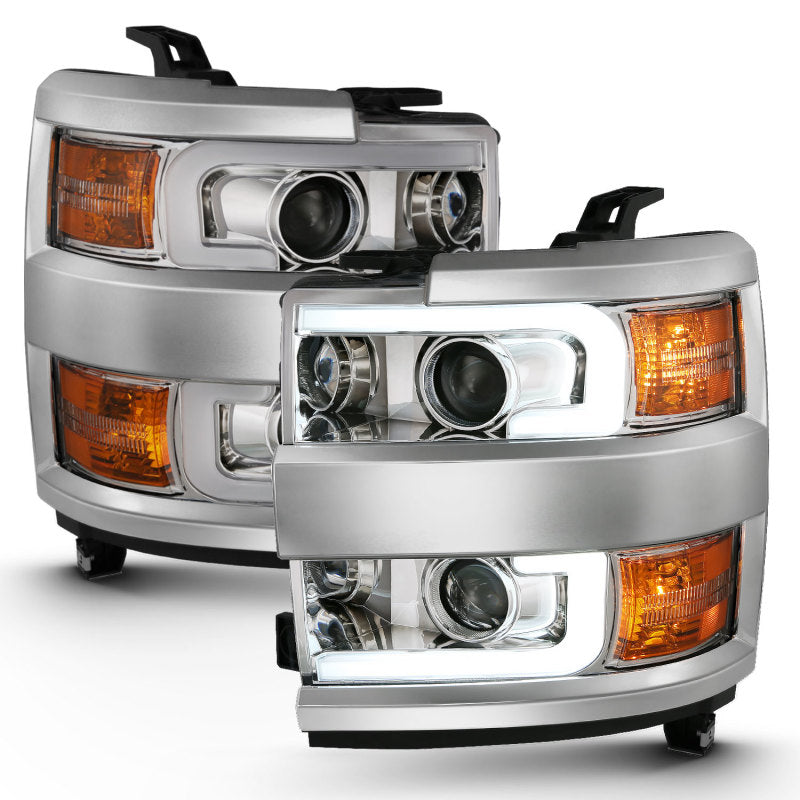 ANZO 111360 FITS: 2015-2016 Chevrolet Silverado Projector Headlights w/ Plank Style Design Chrome w/ Amber