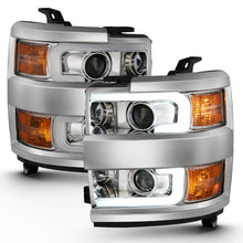 Load image into Gallery viewer, ANZO 111360 FITS: 2015-2016 Chevrolet Silverado Projector Headlights w/ Plank Style Design Chrome w/ Amber