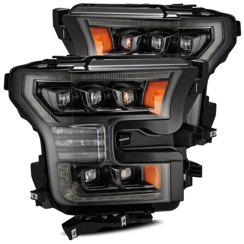 AlphaRex 880163 - 17-20 Ford Raptor NOVA LED Proj Headlights Plank Style Alpha Black w/Activ Light/Seq Signal